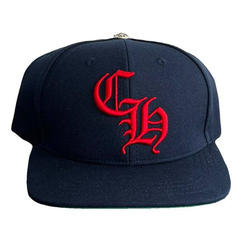 CHROME HEARTS CH LOGO SNAPBACK HAT NAVY/RED