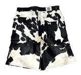 Utility Cowhide Cargo Leather Shorts Black and White