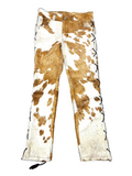 Tan Cowhide Laced Leather Pants
