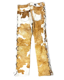 Tan Cowhide Laced Leather Pants