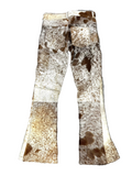 Tan Cowhide Flared Leather Pants