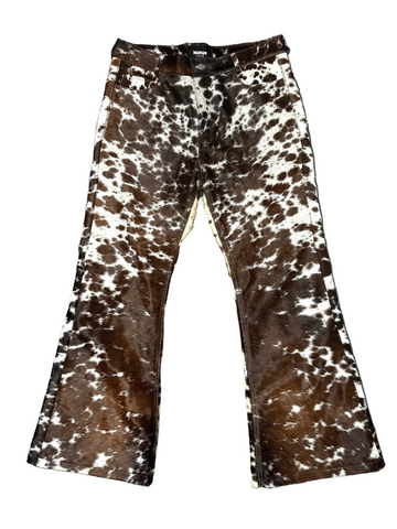 Brown Cowhide Flared Leather Pants