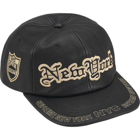 New York Leather 6 Panel Hat Black