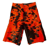 Orange Cowhide Leather Shorts
