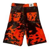 Orange Cowhide Leather Shorts