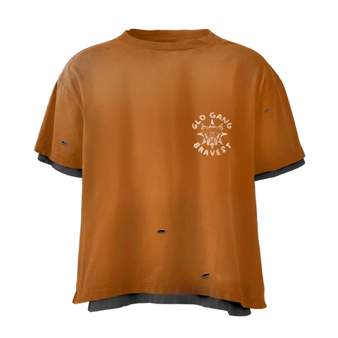 Glo Orange Double-Layer Vintage Tee