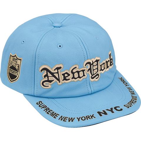 New York Leather 6 Panel Hat Light Blue