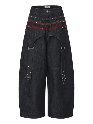 Suspender Strap Baggy Curve Jeans