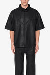 MNML LEATHER S/S SHIRT BLACK