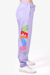 Helmut Lang Purple Cotton Graphic '3D' Drawstring Sweatpants