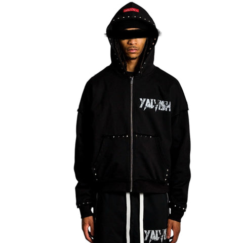BLACK REVERSE STITCHED ZIP UP
