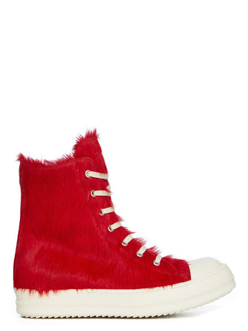 RICK OWENS Red Unshaved Sneakers Cardinal red/Milk/Milk