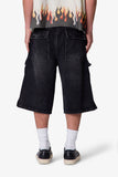 Rave Cargo Denim Shorts (Vintage Black)