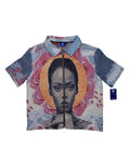 Rihanna Tapestry Zip Up Short Sleeve Shirt