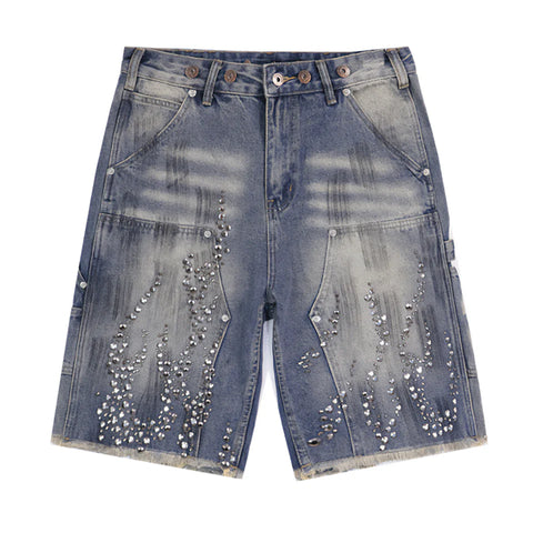 Flame Studded Denim Jean Blue