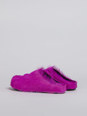Marni Fuchsia long-hair calfskin Slides
