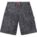 Handwriting Double Knee Denim Shorts Black