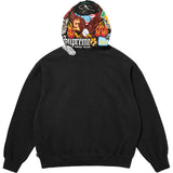 Patches Zip Up Hooded Sweatshirt (Black)