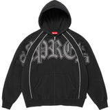 Paneled Zip Up Hooded Sweatshirt (Black)