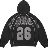 Paneled Zip Up Hooded Sweatshirt (Black)