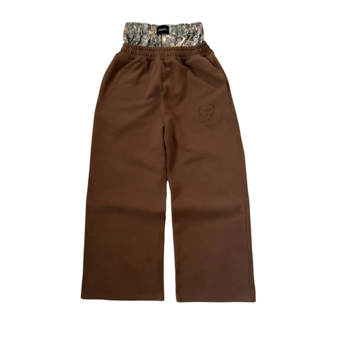 Awaited Faux Double Layered Sweatpants Brown