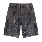Flame Studded Denim Jean Gray