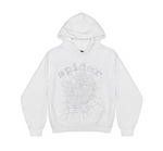 Sp5der OG Rhinestone Logo Hoodie White