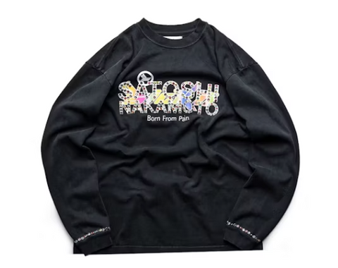 Sicko x Satoshi Nakamoto Studded Gradient L/S Tee Black