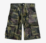 Utility Army Camo Cargo Leather Shorts