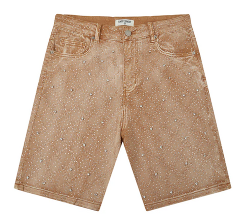 Gemstone Denim Jorts - Light Brown