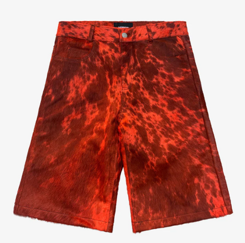 Flared Cowhide Shorts Orange