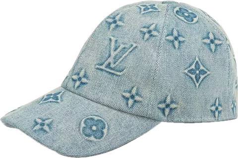 Monogram Washed Blue Denim Cap