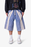 Ultra Baggy Stripe Twill Shorts (Washed Blue)