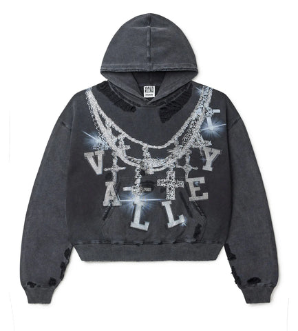 BIG CHAIN BEJEWELED HOODIE BLACK