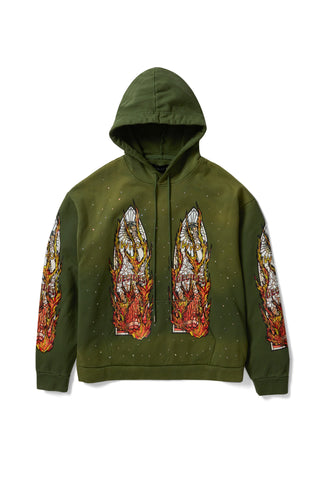 Who Decides War Flame Glass Hoodie Green