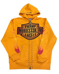 MURD333R.FM 'CHOP333R' ORANGE ZIP UP HOODIE