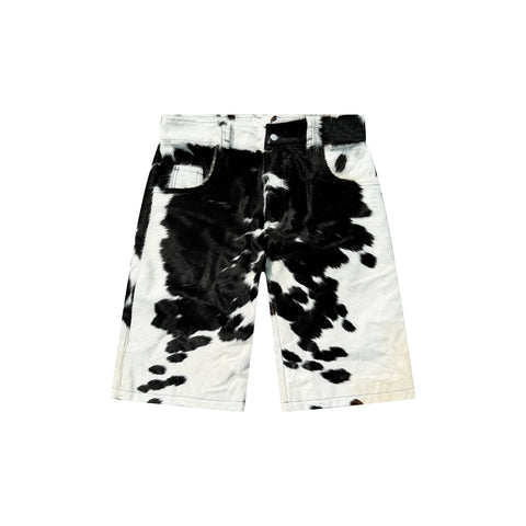 Black Cowhide Leather Jorts