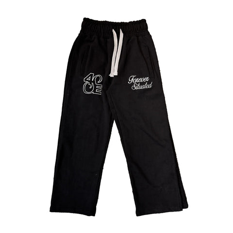 Forever Situated Embroidered Sweatpants Black