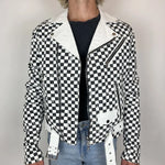 Amiri Black and White Checkered Leather Jacket