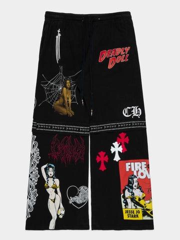 Chrome Hearts/ Deadly Doll Reconstructed Black Sweatpants