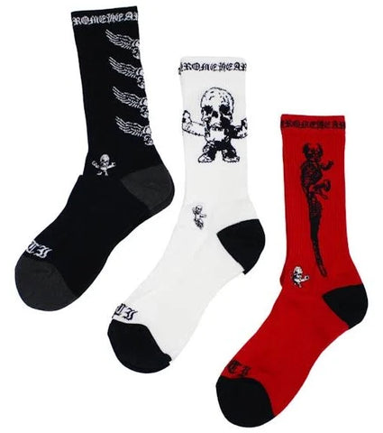Chrome Hearts Foti Socks Red/Black/White