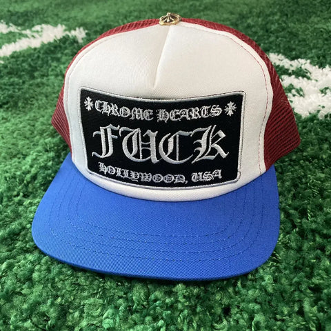 Chrome Hearts Fuck Trucker Hat Blue & Red