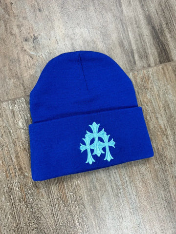 Chrome Hearts Blue Cemetery Cross Beanie