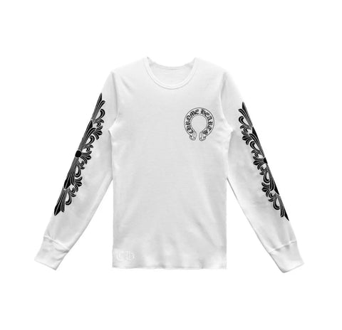 Thermal Long Sleeve Floral Scroll White