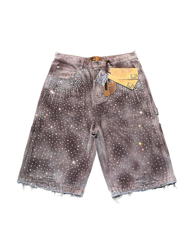 Birth of Royal Child Redial 20k Diamond Jorts in Washed Brown