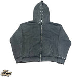 Studded Black Hoodie Zip Up