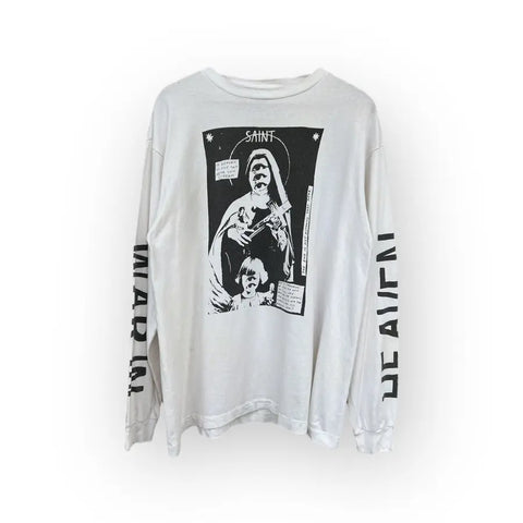 SAINT MICHAEL WAR IN HEAVEN LONG SLEEVE TEE WHITE