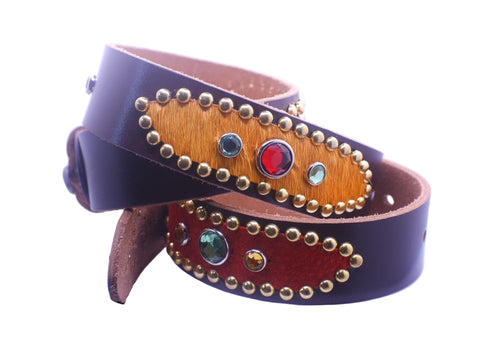 Traffic Light Studded Genuine Cow Leather Belt (1 of 1)