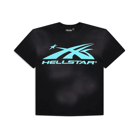 Hellstar Classic Logo Tee Black Aqua Blue