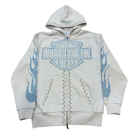 MURD333R.FM CHOP333R HOODIE (WHITE/BLUE)